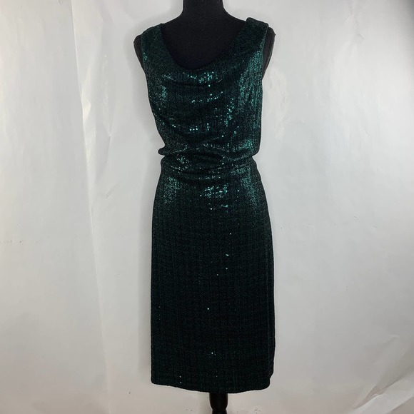 COPY - Lauren Ralph Lauren Green Sequin Dress NWT Size 16 - Picture 2 of 8